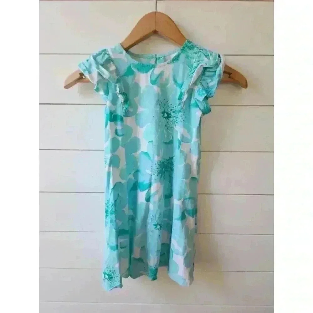 Gymboree Girl's Size 6 Blue and White Dress with Matching (5/6) Silver Sweater